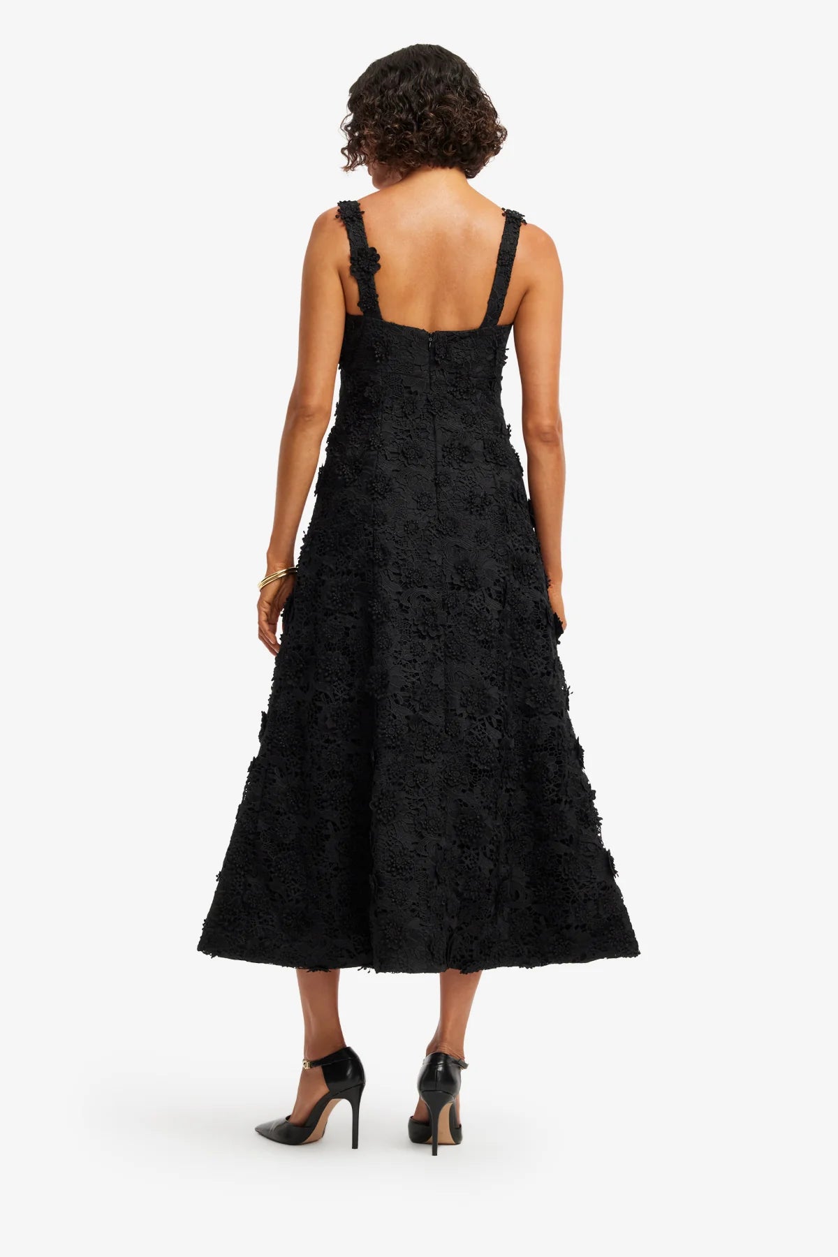 Odette Lace Midi Dress - Ebony