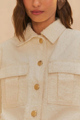 Off-White Twill Laser Crop Jacket