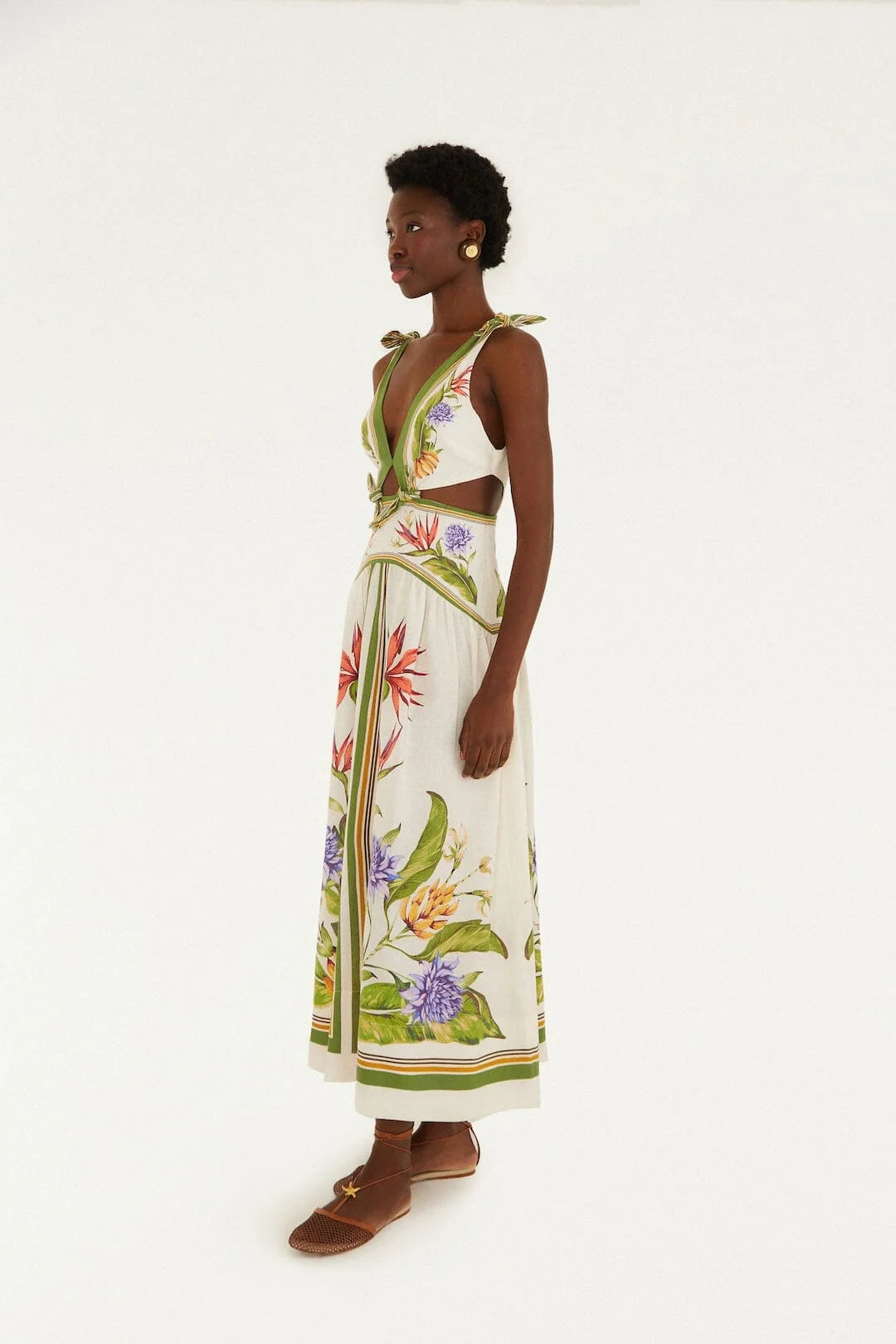 Sand Tropical Scarf Maxi Dress